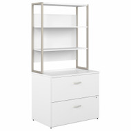 Bush Business Furniture Hybrid 2 Drawer Lateral File Cabinet with Shelves In White - HYB018WHSU