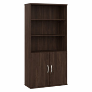 Bush Business Furniture Hybrid Tall 5 Shelf Bookcase with Doors In Black Walnut - HYB024BW