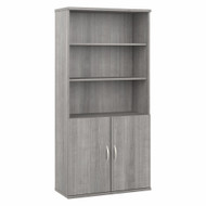 Bush Business Furniture Hybrid Tall 5 Shelf Bookcase with Doors In Platinum Gray - HYB024PG