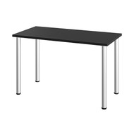 Bestar Universel 48W Table Desk with Round Metal Legs in Black - 65852-18
