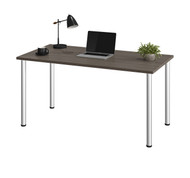 Bestar Universel 60W Table Desk with Round Metal Legs in Bark Grey - 65862-47