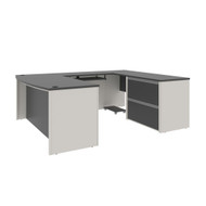 Bestar Connexion 72W U-Shaped Executive Desk with Lateral File Cabinet in Slate & Sandstone - 93865-59