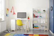 Nexera Atypik 2 Piece Home Office Set, White and Birch Plywood - 403036