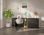 Nexera Atypik 2 Piece Home Office Set, Black and Birch Plywood - 403043