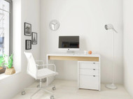 Nexera Chrono 2 Piece Home Office Set, Natural Maple & White- 400922