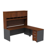 Bush Business Furniture Series C Executive L-Shaped Credenza 72" with Hutch and Mobile File Cabinet in Hansen Cherry - SRC018HCSU
