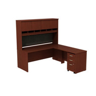 Bush Business Furniture Series C Package L-Shaped Credenza 72"W with Hutch and Mobile File Cabinet Mahogany - SRC018MASU