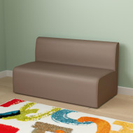 Bright Beginnings Commercial Grade Modular Classroom Soft Seating, Armless 2-Seater Sofa, Neutral Vinyl - MKKE15709GG