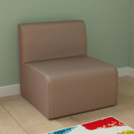 Bright Beginnings Commercial Grade Modular Classroom Soft Seating, Armless 1-Seater Sofa, Neutral Vinyl - MKKE15693GG