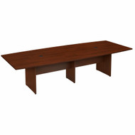 Bush Business Furniture 120W x 48D Boat Top Conference Table w Wood Base Hansen Cherry - 99TB12048HCK