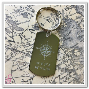 Stainless steel Compass Location Keychain