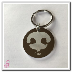 Stainless steel circular dog nose print keychain