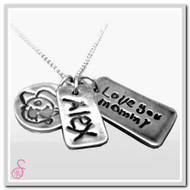 An example of one of our Art and Handwriting Sterling Silver necklaces