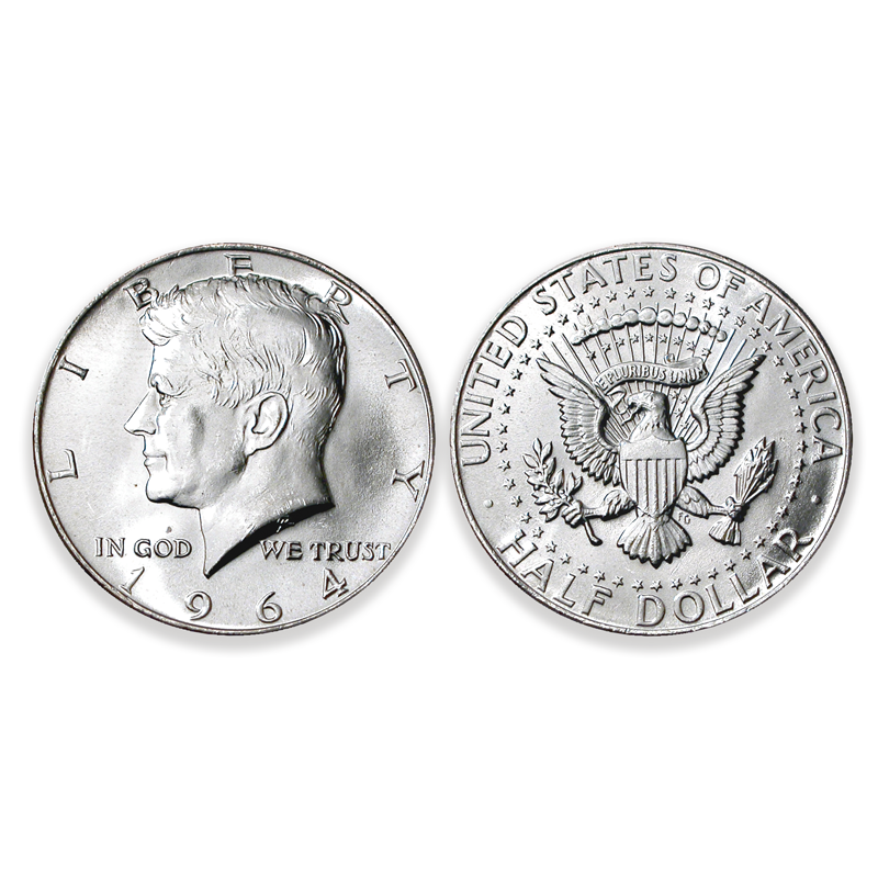1964 Kennedy 90/% Silver Brilliant Uncirculated Half Dollar