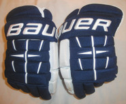 Bauer 4 Roll Pro Stock Custom Hockey Gloves 15" Navy White New