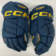 CCM Jetspeed Pro Stock Hockey Gloves 14" Alexandrov Blues Used