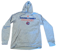 Adidas Team Issued Hooded Sweatshirt Grey Large Bridgeport Sound Tigers NWOT AHL