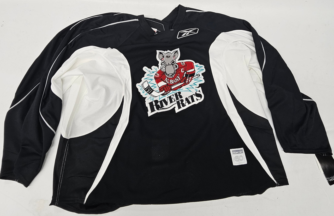 Reebok Edge 1.0 Custom Pro Stock Hockey Practice Jersey Albany River Rats  AHL Gray 56 - DK's Hockey Shop