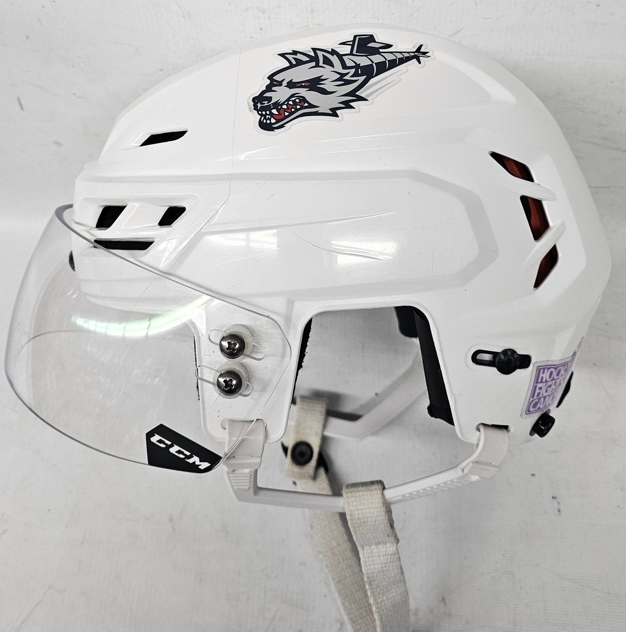 CCM TACKS 710 PRO STOCK HOCKEY HELMET WHITE MEDIUM HARTFORD WOLF PACK