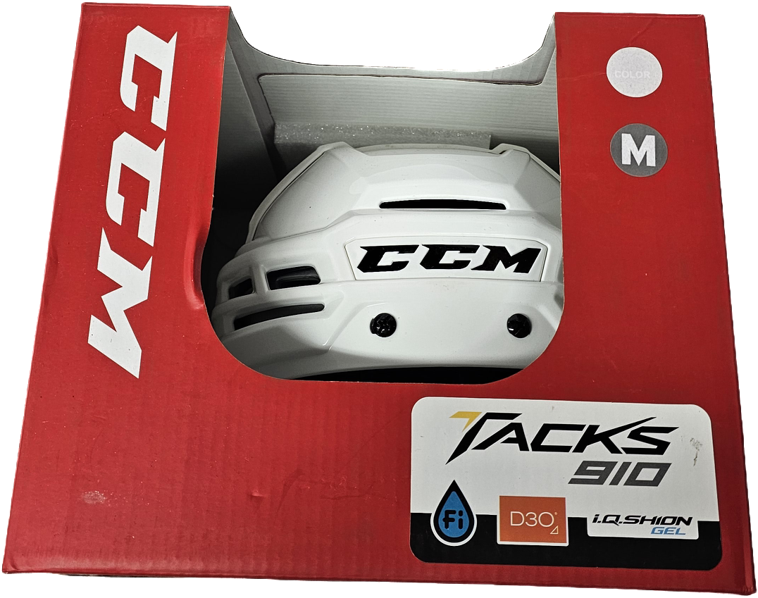 CCM TACKS 910 PRO STOCK HOCKEY HELMET WHITE MEDIUM BRAND NEW NCAA 