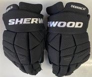 Sherwood Rekker Legend Pro Stock Custom Hockey Gloves 13" Senators Black DeBrincat NHL