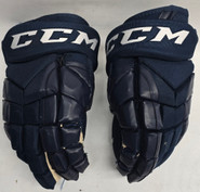 CCM HGP14 Pro Stock Custom Navy Hockey Gloves 14" Used ECHL #41