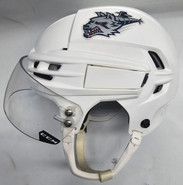 CCM TACKS 910 PRO STOCK HOCKEY HELMET SMALL WHITE  WOLFPACK USED (2)