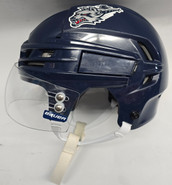 CCM TACKS 910 PRO STOCK HOCKEY HELMET MEDIUM NAVY WOLFPACK USED #81