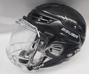 BAUER REAKT 95 HOCKEY HELMET WITH SHIELD MEDIUM BLACK USED NCAA #23