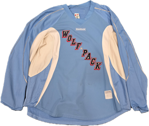 Reebok Edge 3.0 Custom Pro Stock Hockey Practice Jersey Hartford Wolfpack Light Blue 56