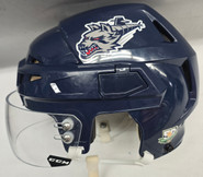 CCM VECTOR V08 PRO STOCK HOCKEY HELMET MEDIUM NAVY WOLFPACK USED #2