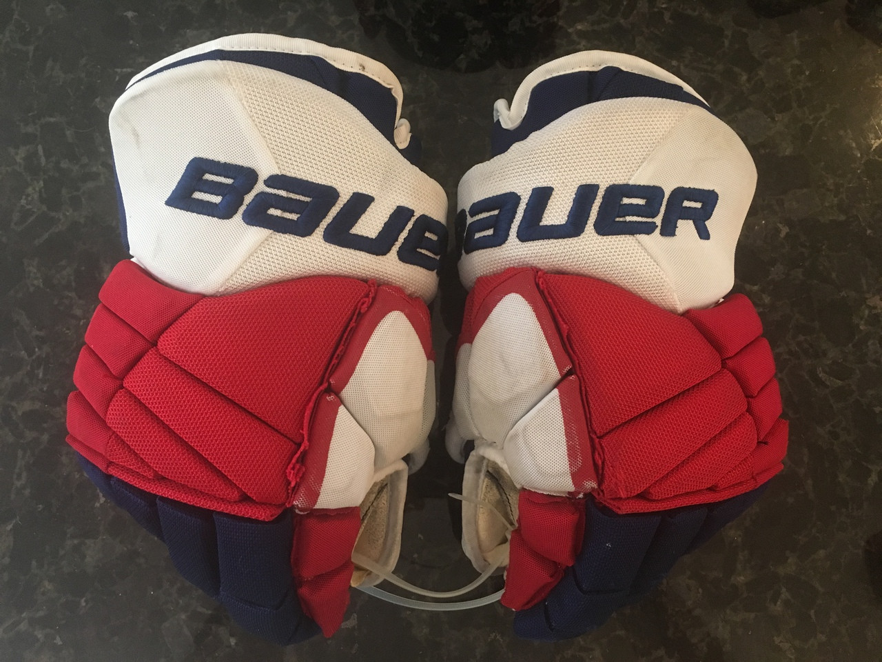 Bauer X60 Pro Stock Custom Hockey Gloves 14" NY Rangers Powe used - DK's  Hockey Shop