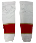 REEBOK CUSTOM HOCKEY SOCKS FLORDIA PANTHERS WHITE PRO STOCK NHL LARGE SIZE NEW