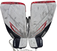 Bauer Vapor X5 Pro Goalie Leg Pads Intermediate Large 32+ Used White Navy Red