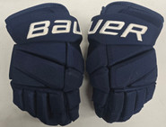 Bauer Vapor Hyperlite Pro Stock Custom Hockey Gloves Used 13" Navy NHL