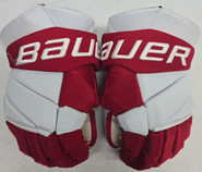 Bauer Vapor Hyperlite Pro Stock Custom Hockey Gloves Used 14" BU Terriers #34