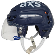 CCM TACKS 710 PRO STOCK HOCKEY HELMET MEDIUM NAVY WOLFPACK USED AHL #26