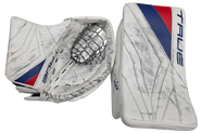 True Catalyst PX5 Pro Custom Goalie Glove and Blocker Pro Stock Practice Palm Used AHL Garand