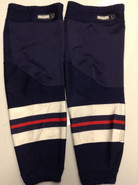 10 PAIRS CCM EDGE CUSTOM HOCKEY SOCKS HARTFORD WOLFPACK NAVY BLUE PRO STOCK AHL LARGE USED