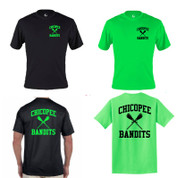 Chicopee Lax Bandits Badger C2 Short Sleeve Moisture Wicking Tee Shirt Big Back Logo