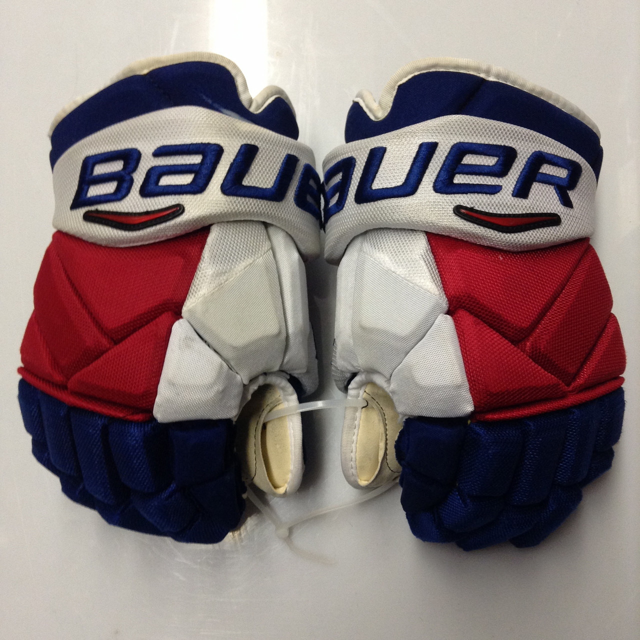 Bauer Vapor 1X Pro Stock Custom Hockey Gloves 14" NY Rangers used STAAL