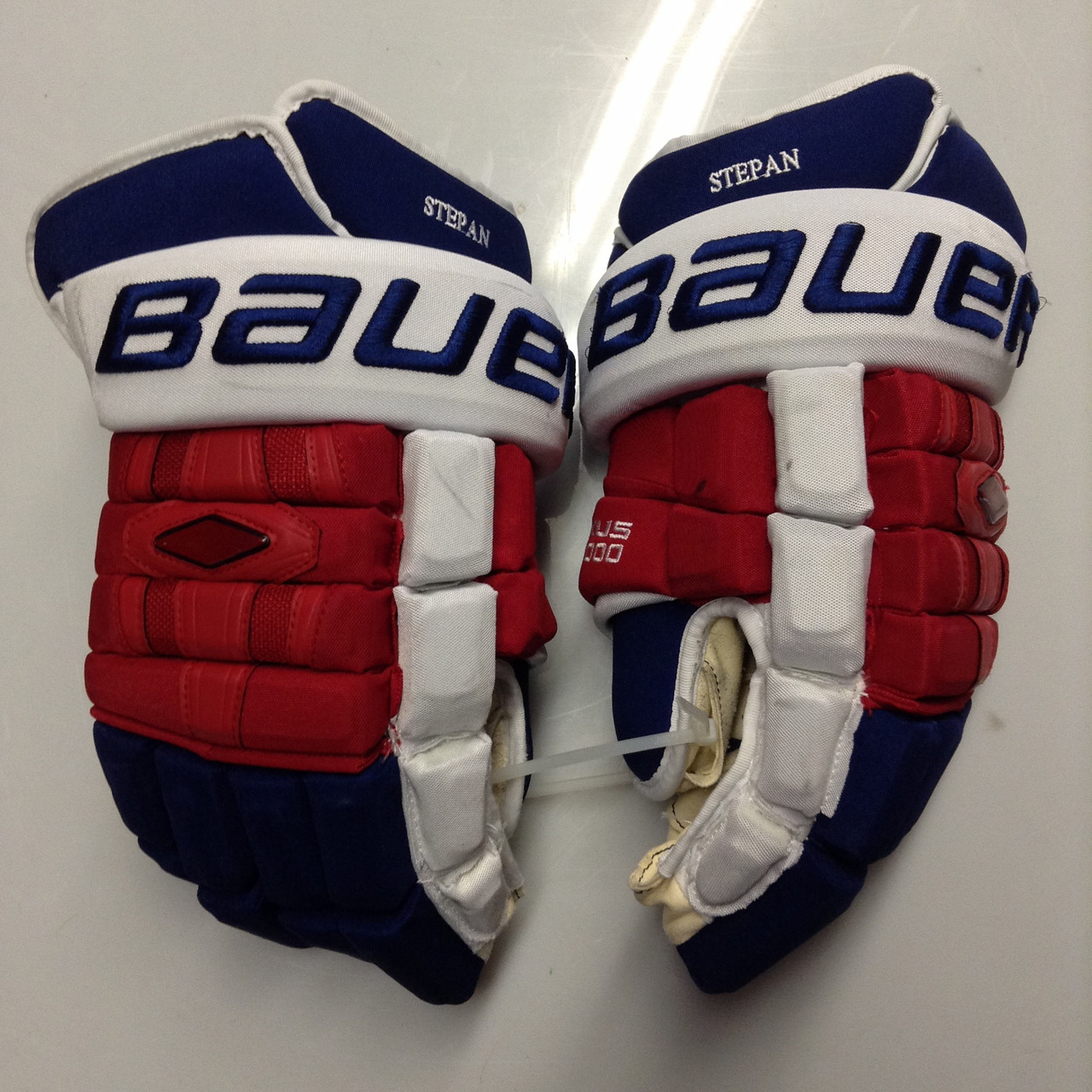 Bauer Nexus 1000 Pro Stock Custom Hockey Gloves 15" NY Rangers Stepan used (2) DK's Hockey Shop