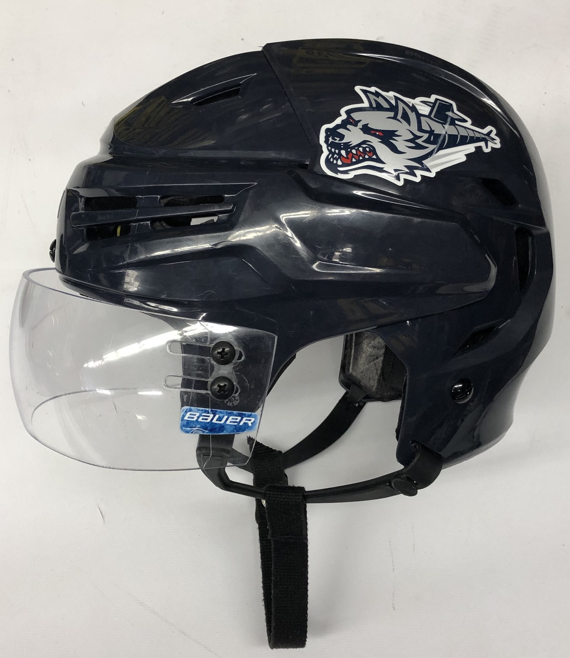 Bauer Reakt Pro Stock Hockey Helmet Navy Blue Medium Wolfpack 23