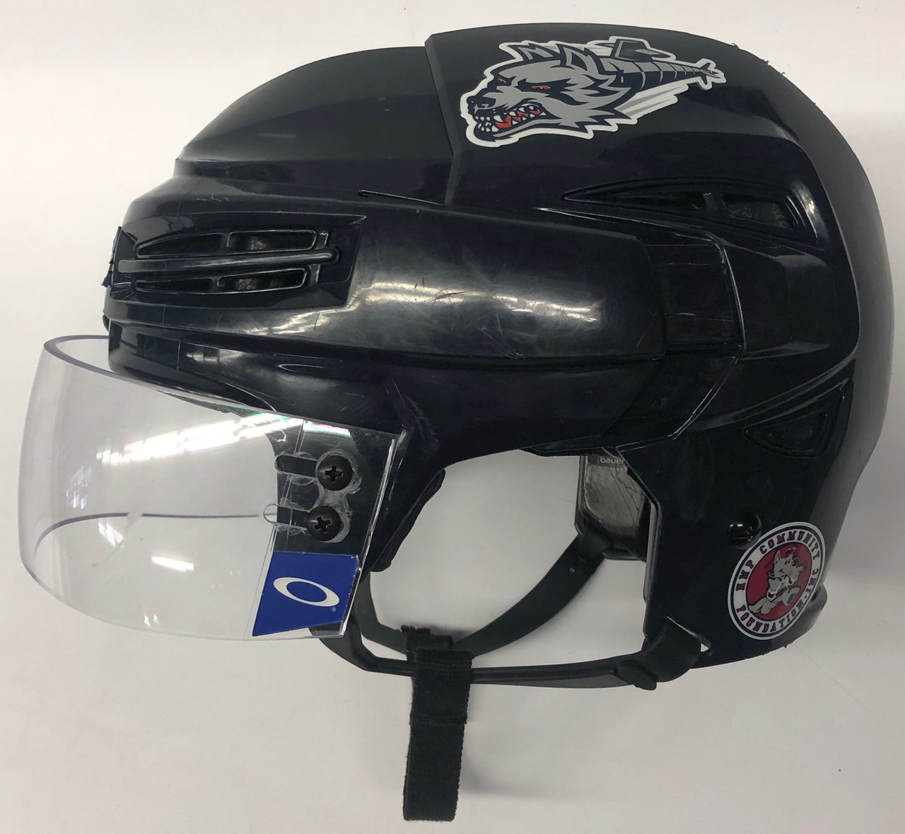 BAUER REAKT 100 PRO STOCK HOCKEY HELMET MEDIUM NAVY BLUE WOLFPACK 14