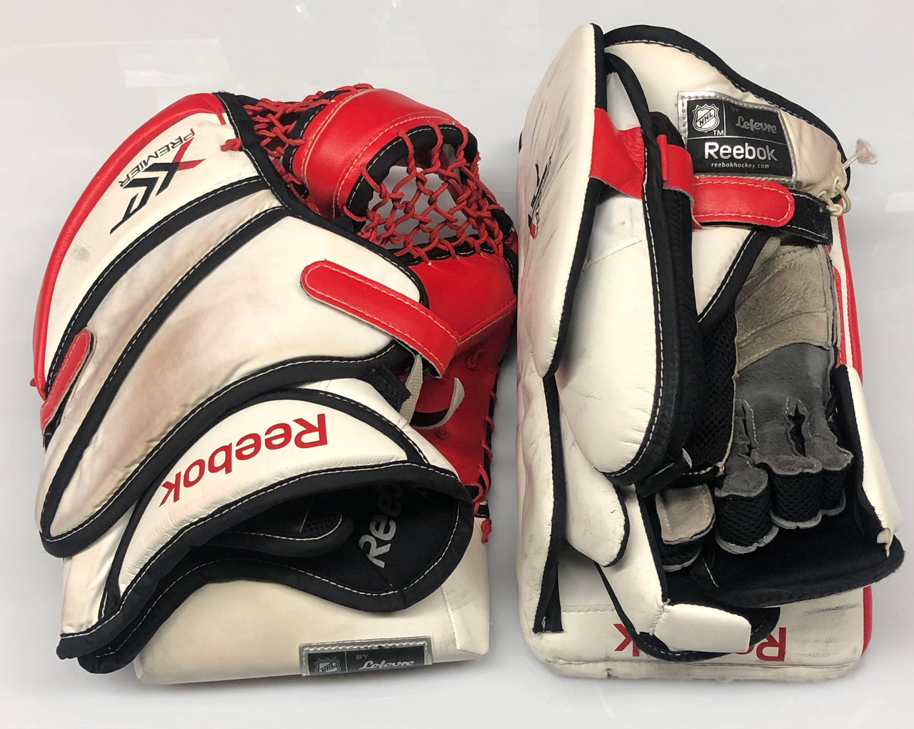 Reebok XLT Goalie Glove and Blocker Custom Pro stock NCAA Used - DK's  Hockey Shop