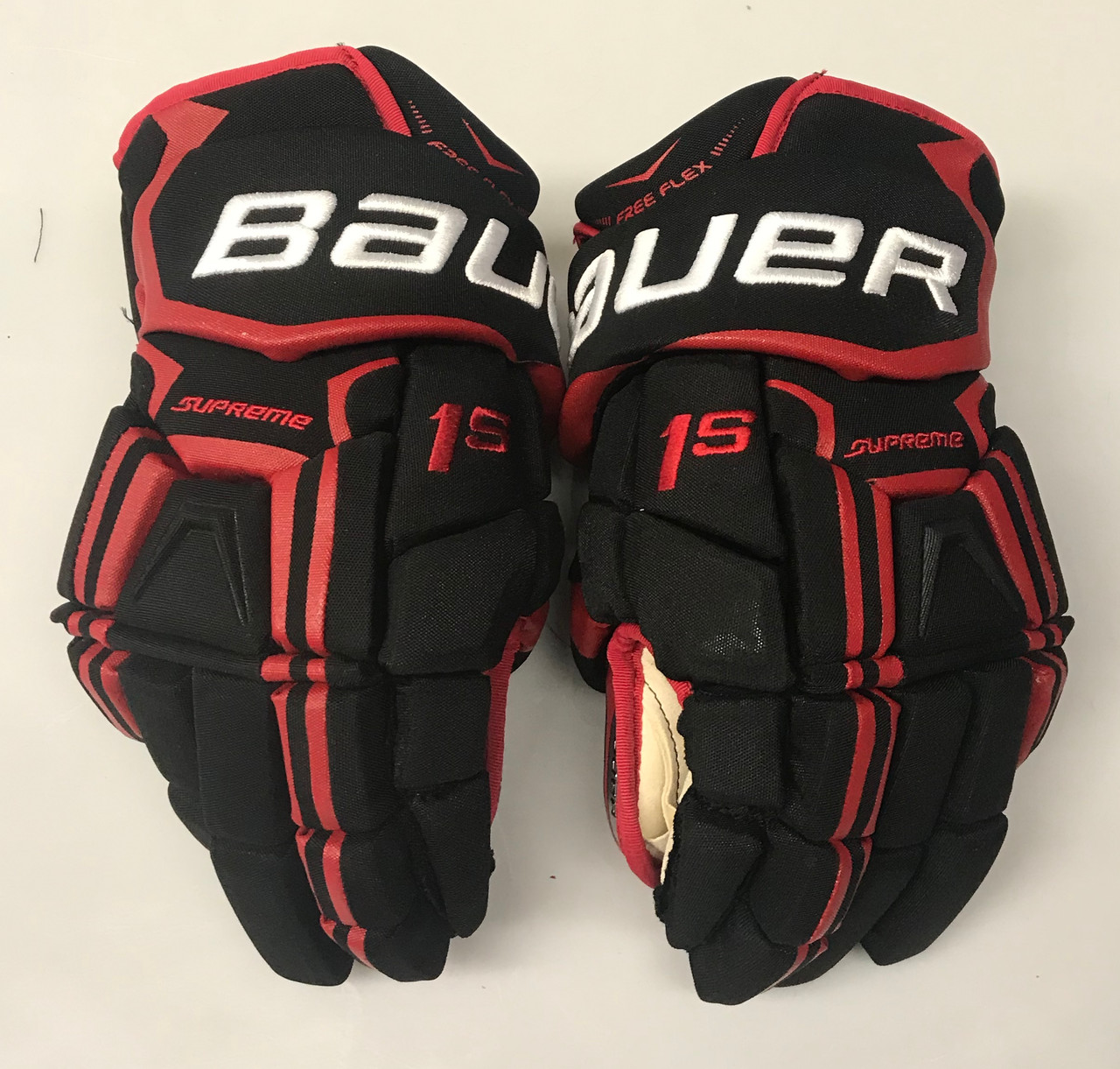 Bauer Supreme 1s Pro Stock Custom Hockey Gloves 14 Nu Huskies New