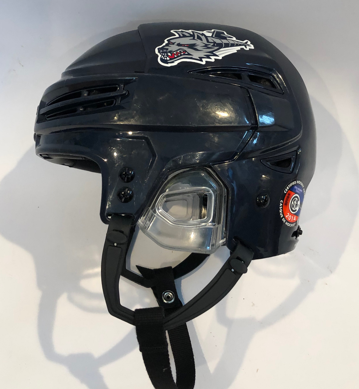 Bauer Reakt 100 Pro Stock Hockey Helmet Navy Blue Medium Wolfpack