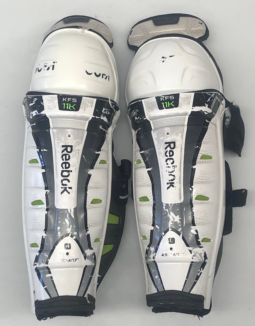 Reebok 11k Pro Stock Sr Shin Guards Pads 17 Used Dk S Hockey Shop
