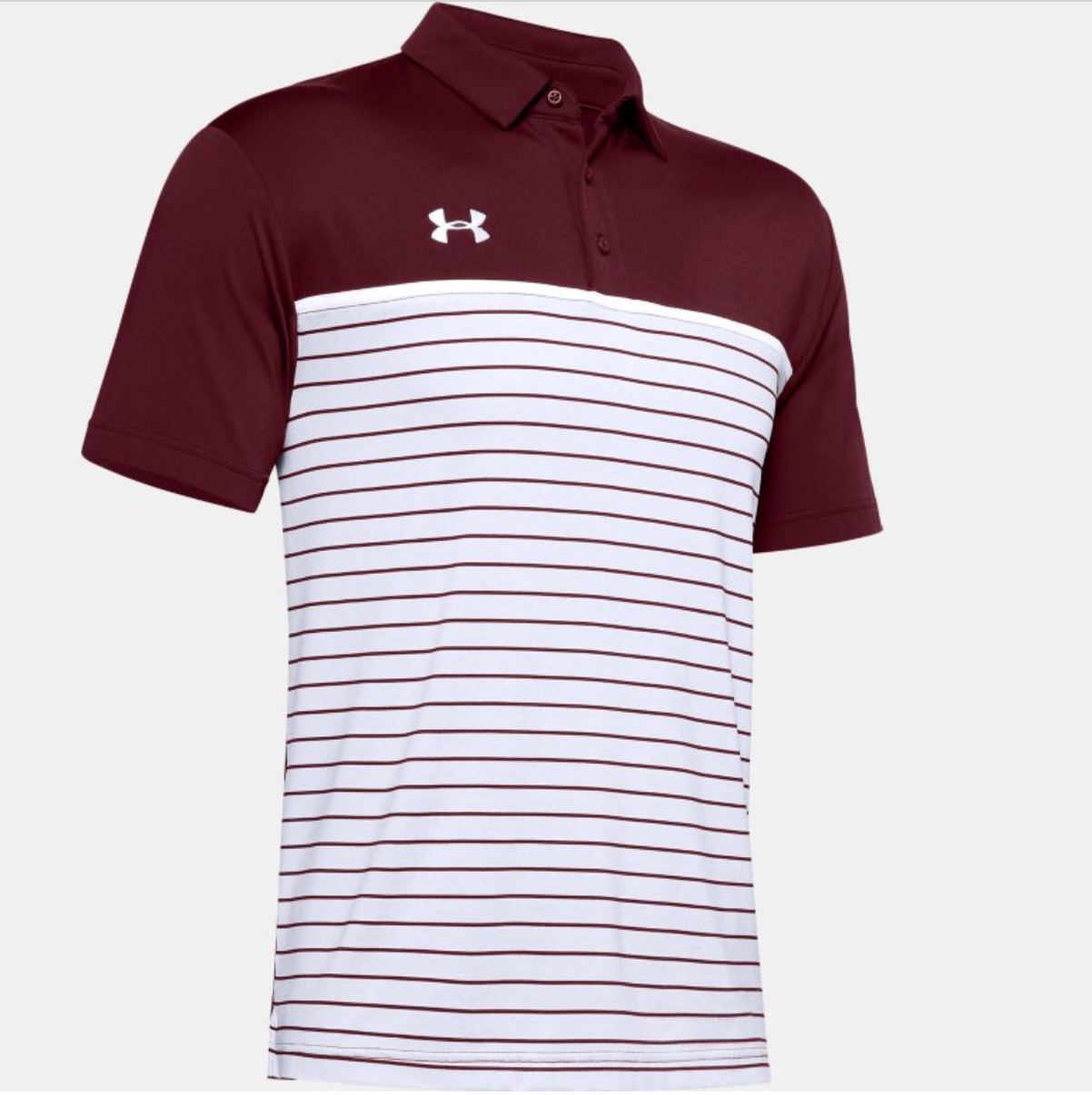 SW High Under Armour Stripe Mix Up Polo Maroon - DK's Hockey Shop