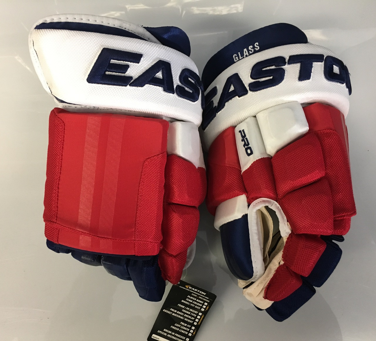 Easton Pro Custom Hockey Gloves Pro Stock 14" Glass NY Rangers NHL DK